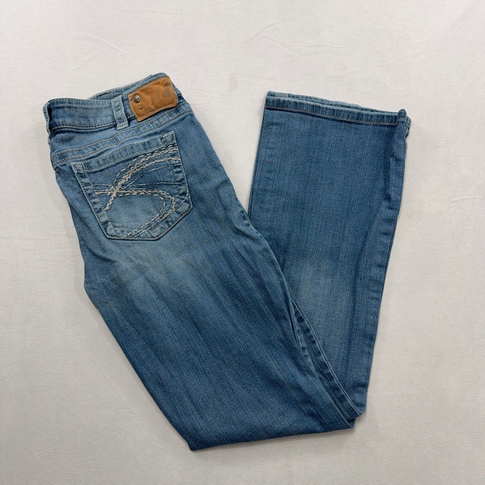 Silver Jeans Aiko Bootcut‎ Mid Wash Embroidered Pockets Blue Women W30 L33
